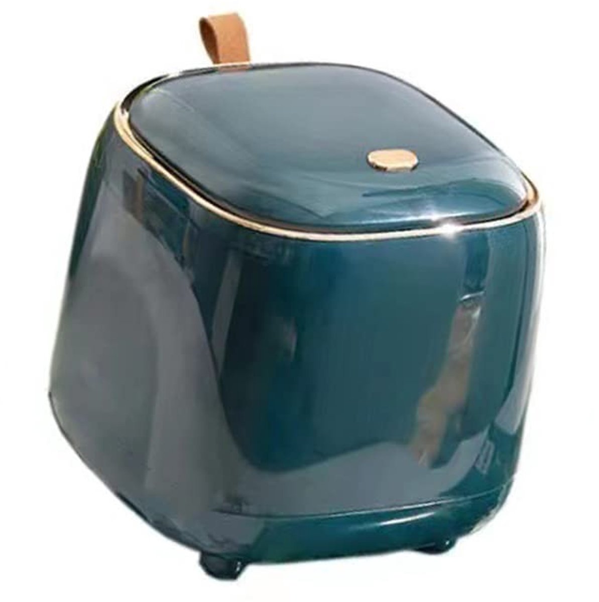 Omgoods - Mini Aanrecht Prullenbak - Push Type - Stijlvol en Compact - Donkergroen - Kleine Vuilnisbak - Geschikt voor Badkamer en Keuken - Desktop...