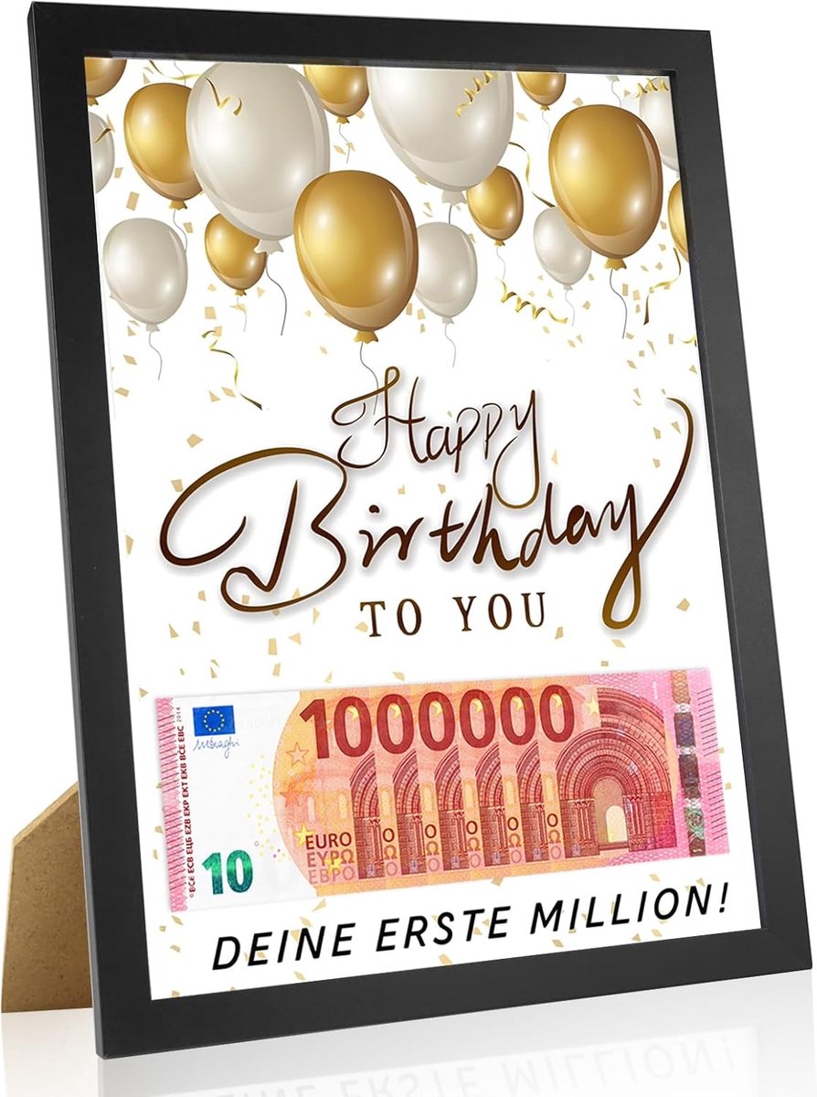 verjaardagscadeau geldgeschenken verpakking grappige geldgeschenken je eerste miljoen creatief geld geven cadeau-ideeën fotolijst geldgeschenk Happy Birthday cadeau