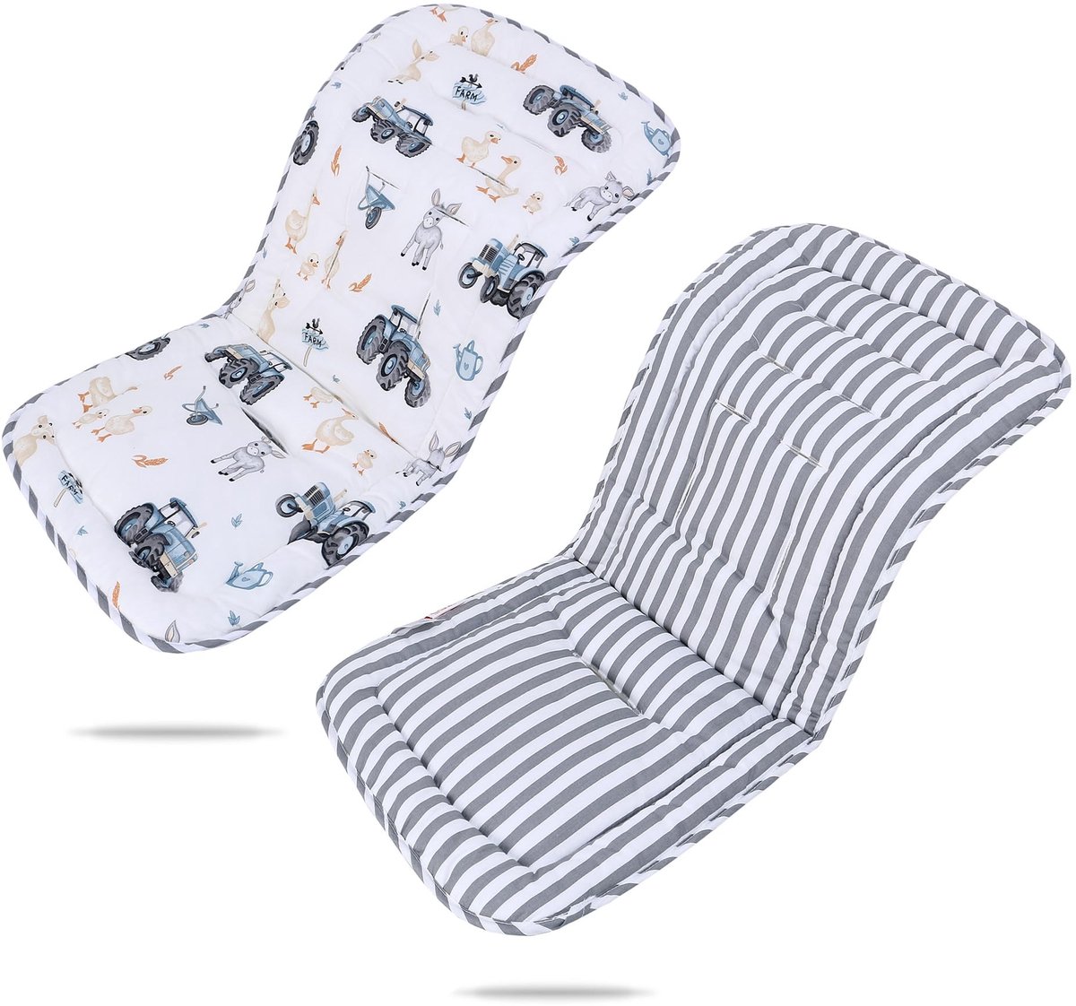 Omgoods - Baby Zitkussen voor Buggy - Dubbelzijdig 78 x 33 cm, Tractor