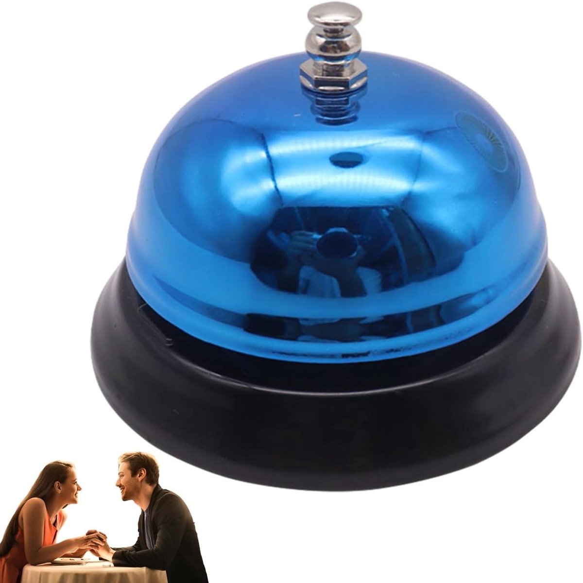 Tafelbel - Bureau Bel - Klantenservice Verbeteren - Volledig Metalen Structuur - 85 mm - Blauw