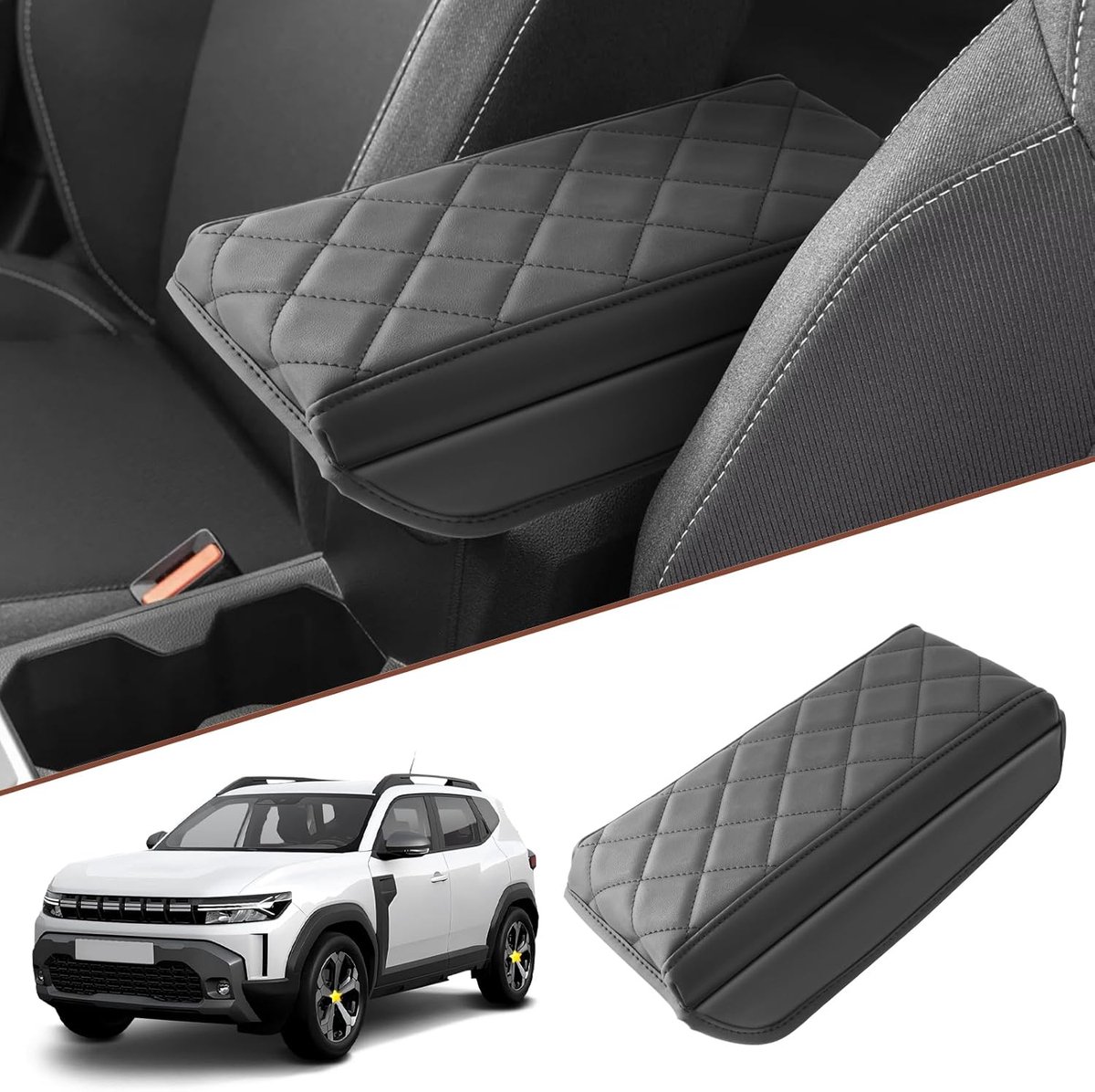Armleuninghoes, compatibel met Dacia Duster 2024/2025, armleuningkussen met dikkere spons