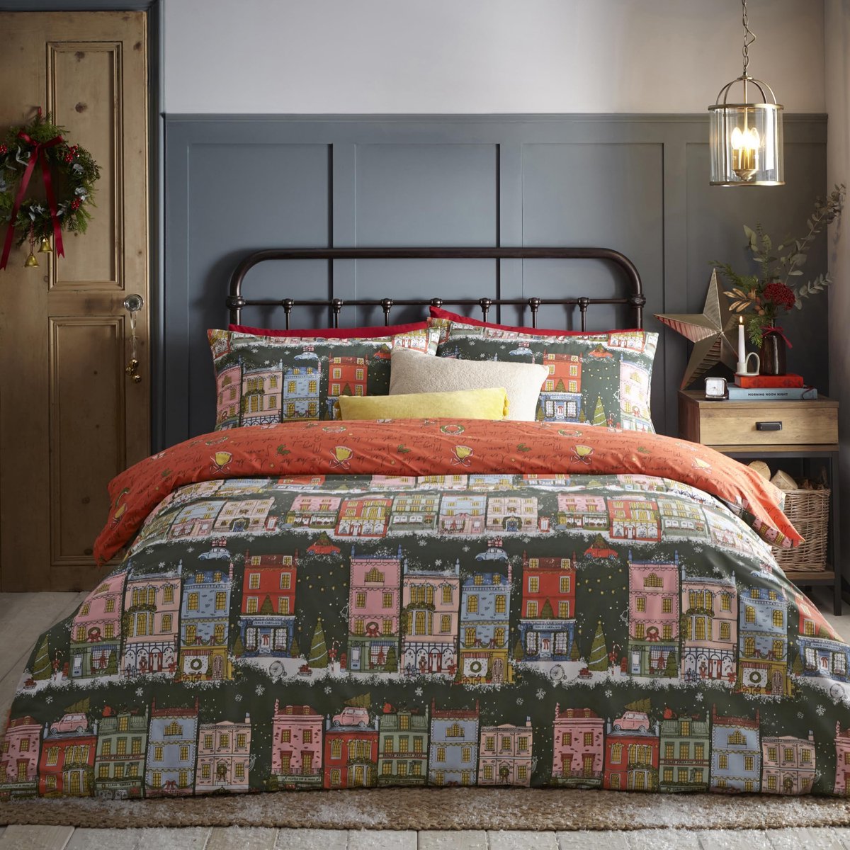 Omgoods - Christmas Spirit Dekbedovertrek Set - King - Groen | Omkeerbare Winter Sfeerset