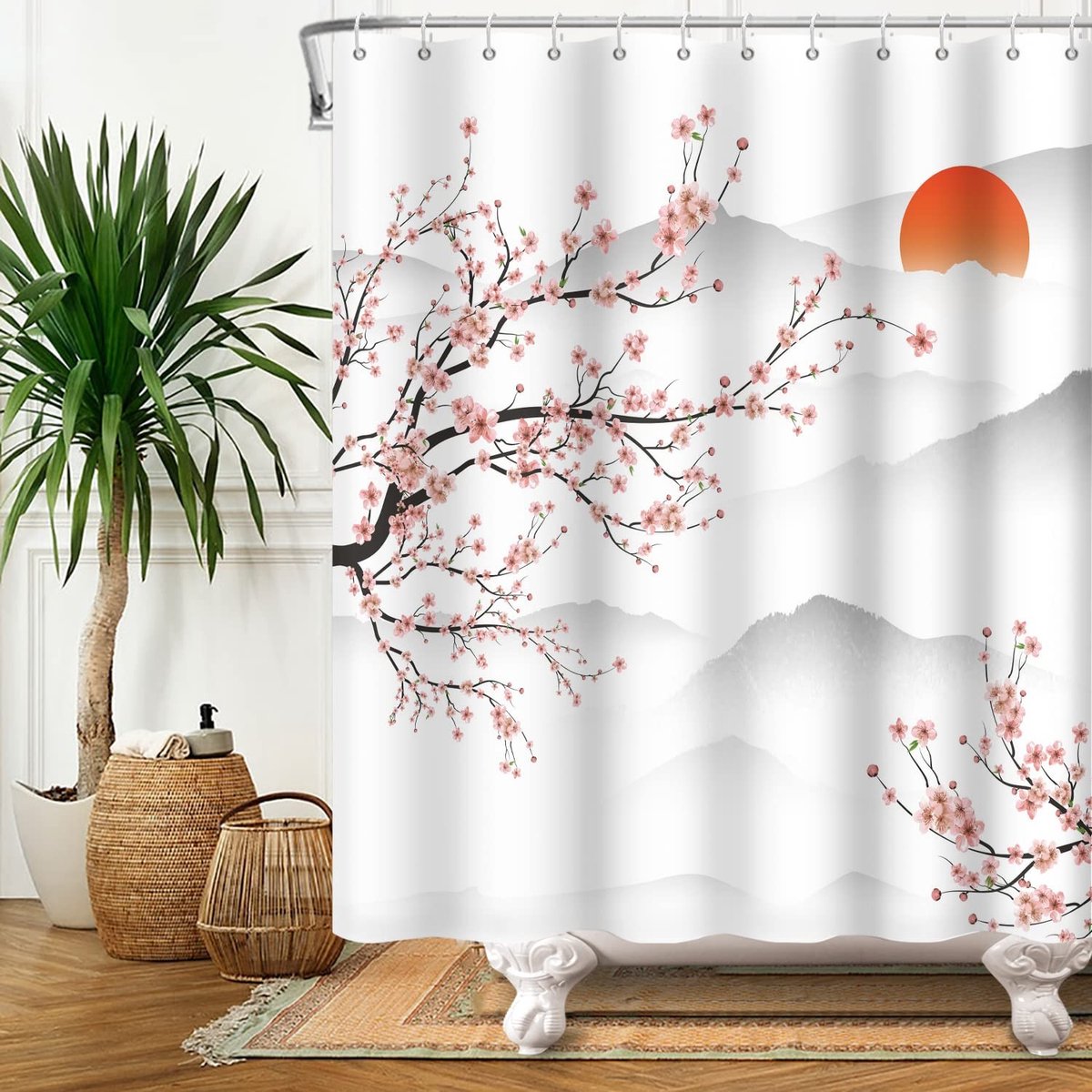 Omgoods - Waterdichte Douchegordijn met Kersenbloesem Design 180x243cm