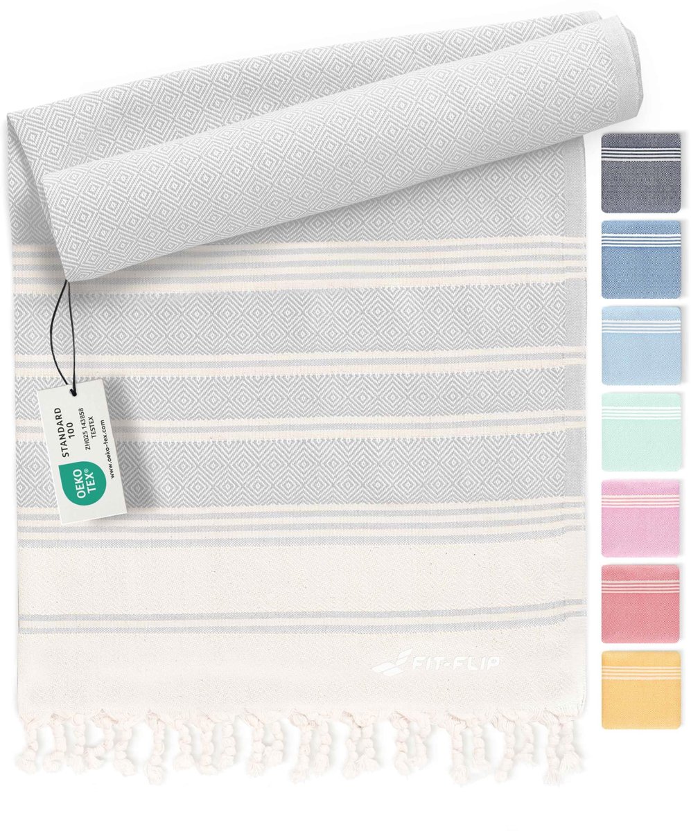 Omgoods - Fit-Flip Hammam Towel XXL - 100% Katoen, Sneldrogend, Lichtgrijs