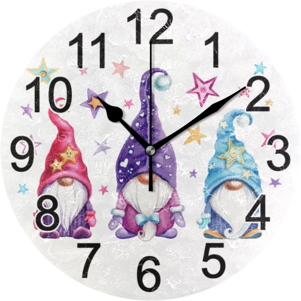 Omgoods - Gnomes with Stars Wandklok - Stille Decoratieve Klok voor Thuis en Kantoor