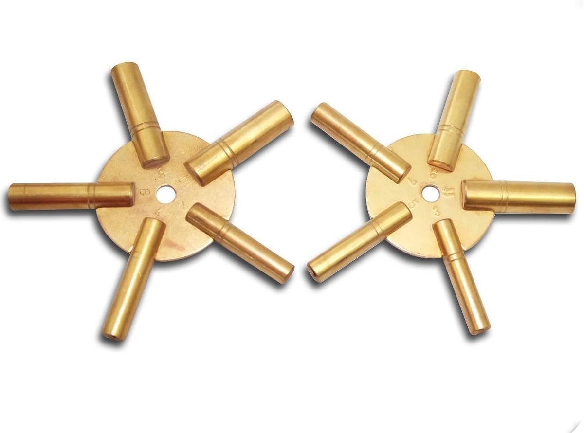 Omgoods - 2 Stuks 5-in-1 Messing Wikkel Sleutels voor Klokken