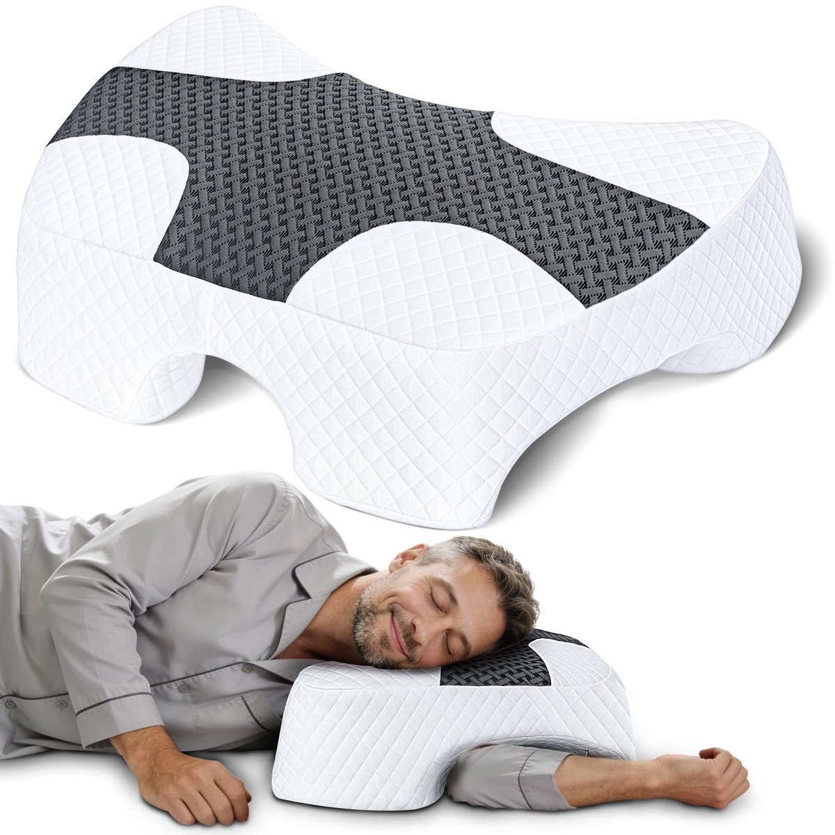 Omgoods - Zijslaper Kussen met Armopening - Orthopedisch Geheugenfoam Kussen