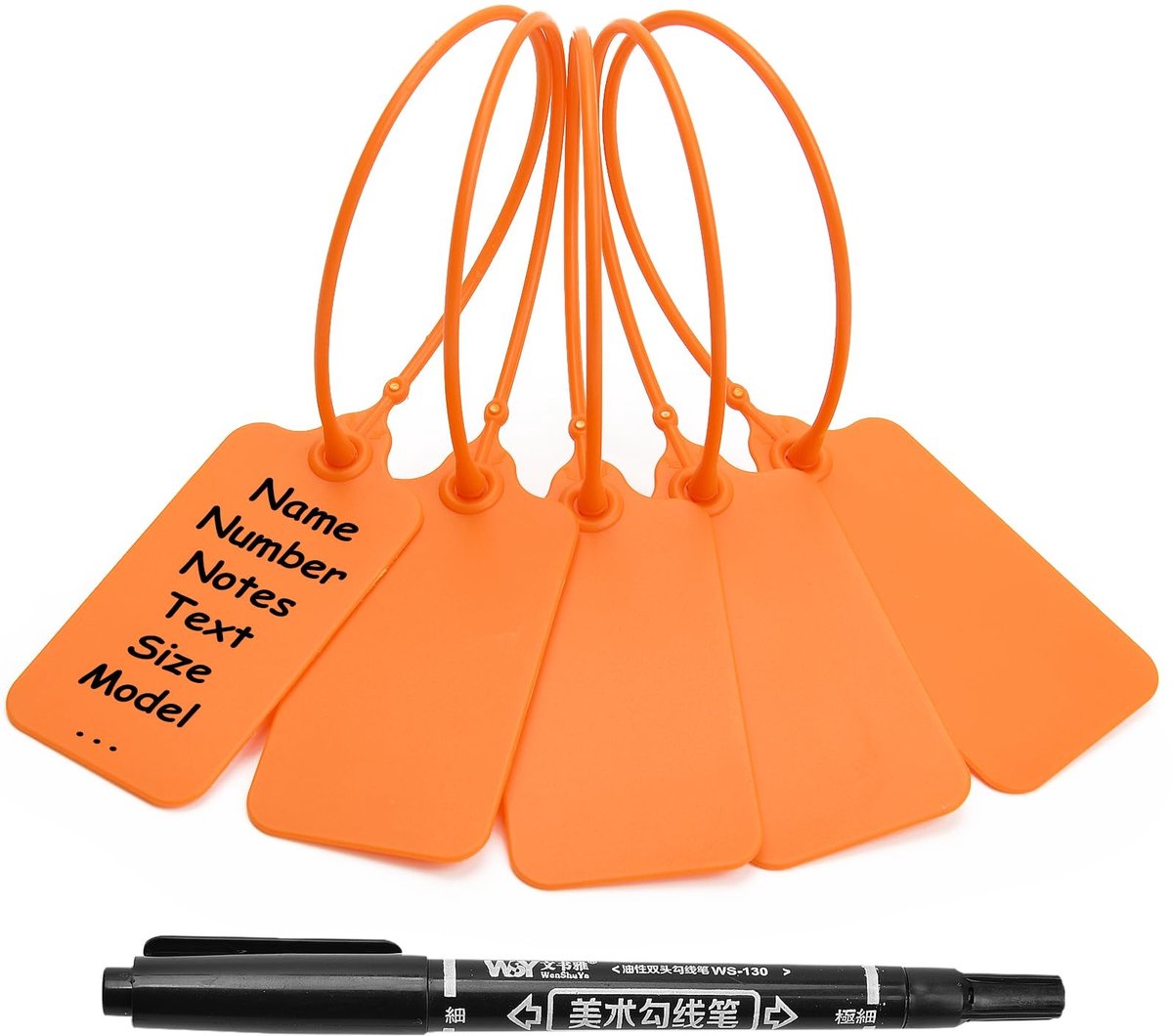 Omgoods - 100 Stuks Oranje Waterdichte Plastic Labels - Schrijfbare Hangtags voor Bagage en Sleutels