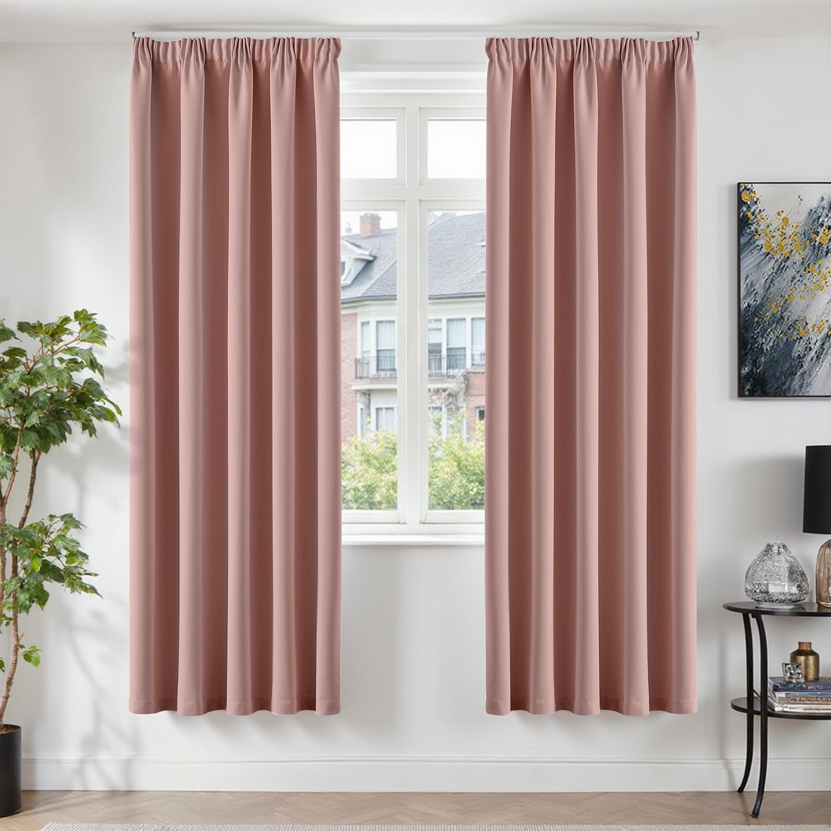 Omgoods - Opaque Gordijnen met Ruffle Tape - 220 x 140 cm - Pink