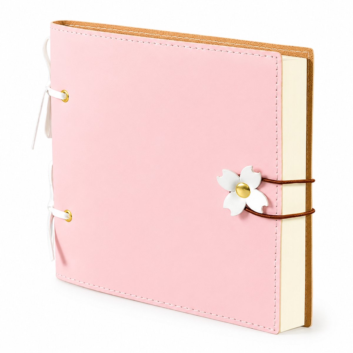 VHV - Notitieboek Blanco 240 Pagina's - Vierkant dagboek met bloemsluiting en 180° vlakliggend ontwerp - Roze