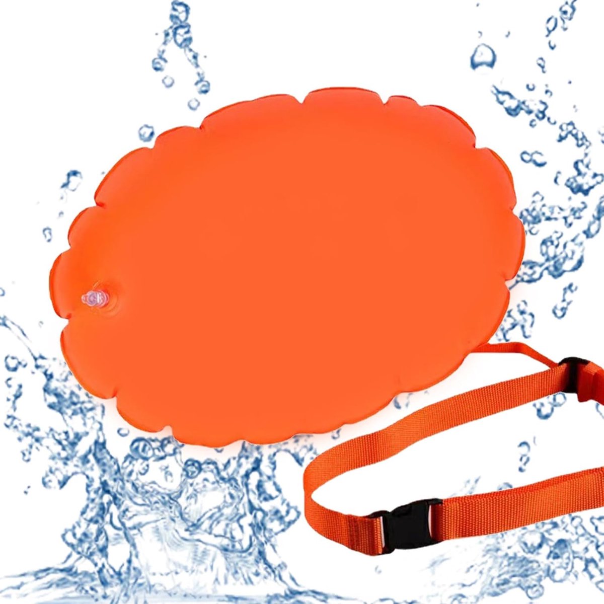 Zwemboei, opblaasbare waterdichte tas, geschikt voor zwemmen, snorkelen en triatlon, dubbele airbags, oranje, 50 x 40 cm