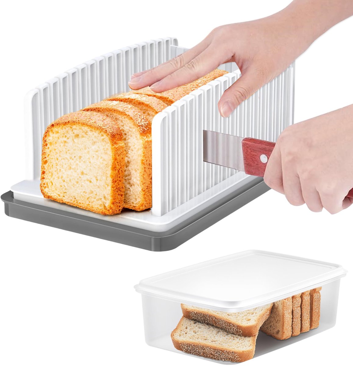 Omgoods - 2-in-1 Broodsnijder met Opbergdoos - Draagbaar en Verstelbaar
