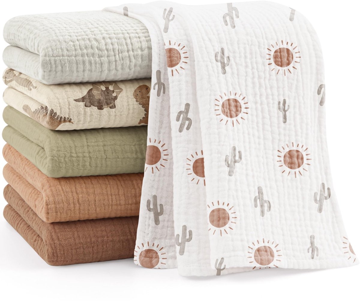 Omgoods - 6 Stuks 100% Katoenen Muslin Doeken - Zacht en Absorberend - 60x60 cm