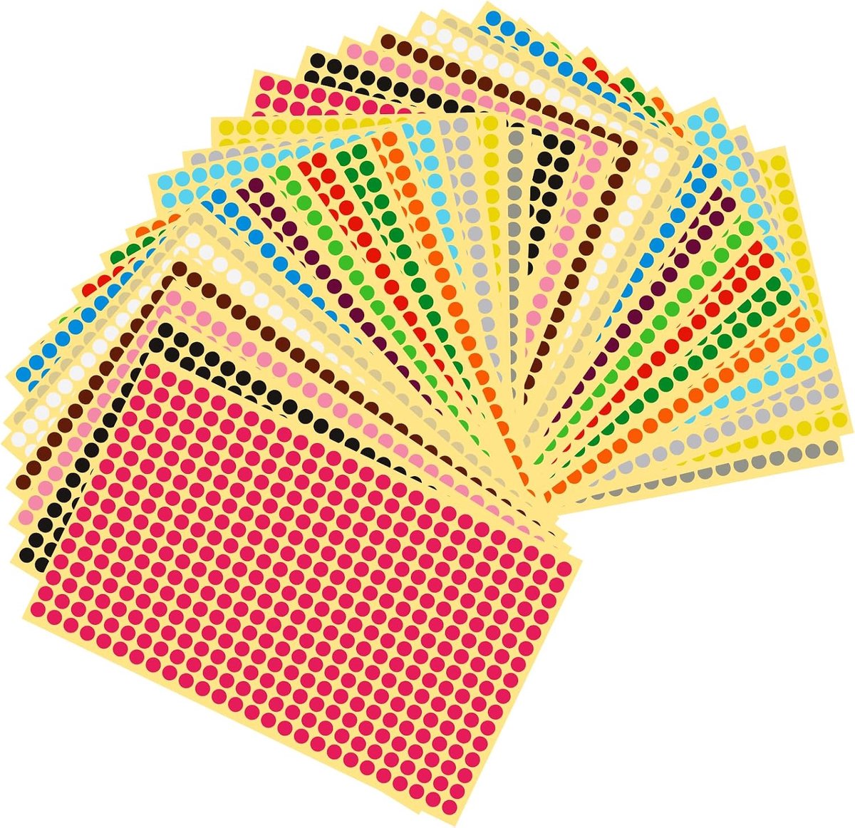 stippen, kleurrijke stippen, stickers, rond, 32 afbeeldingen, 16 kleuren, markeringspunten, stickers, plakstippen, kleurrijke stippen, stickers voor kantoor, school, kalender (13056 stuks