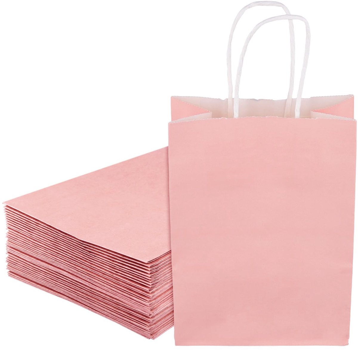 Omgoods - 100 Stuks Roze Papieren Feestzakken - Geschenktassen voor Verjaardagen en Bruiloften