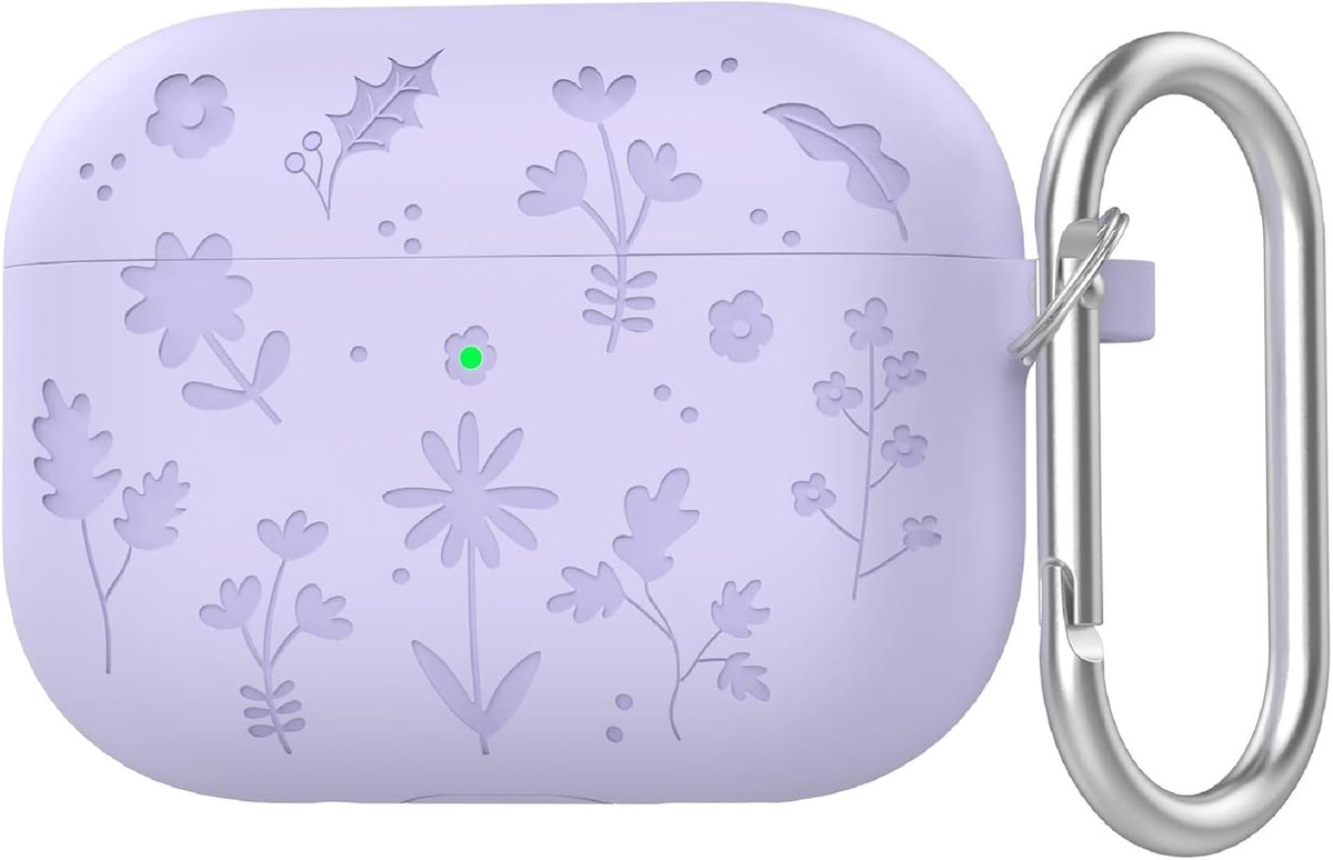 Beschermhoes compatibel met Airpods Pro 3 2025, schattige grappige cartoon-TPU siliconen hoes, beschermhoes met sleutelhaak voor mannen en vrouwen, paars