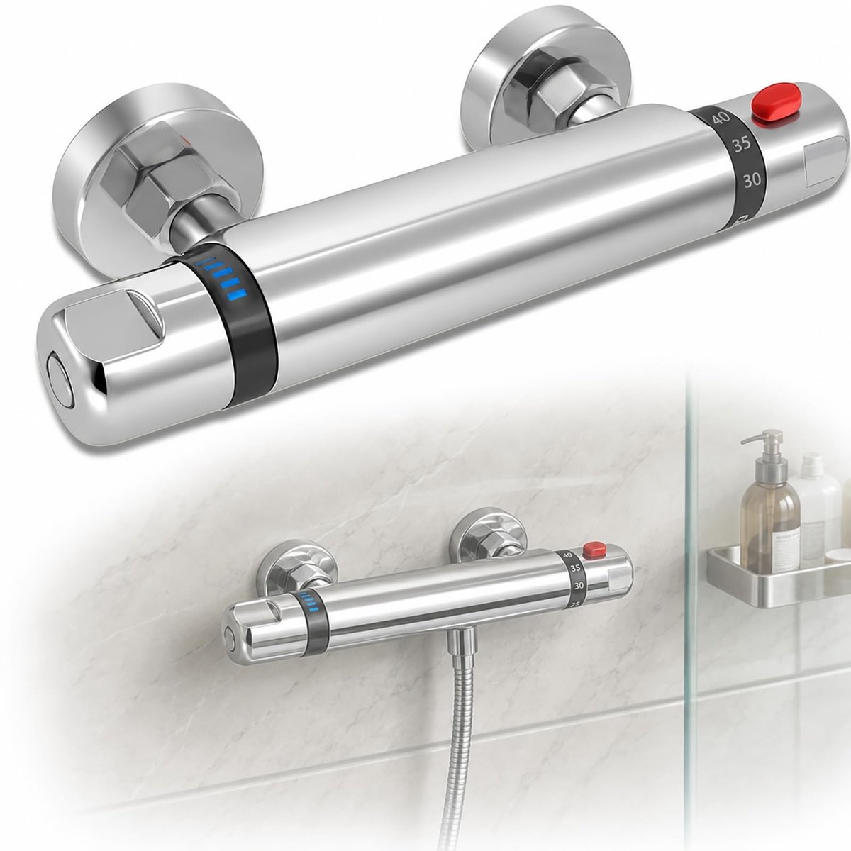 Omgoods - Thermostatische Douchemengkraan - Veiligheidsknop 38°C