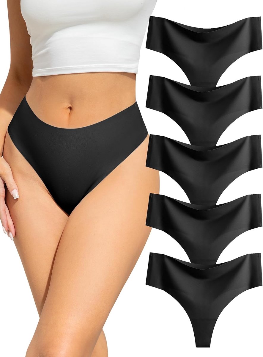 String Dames Naadloos, High Waist Seamless Ondergoed, Thongs Women | 5-Pack Hoge Taill Naadloze Brazilian Slips, Sport Vrouwen Onderbroeken, Invisible Underwear, No Show Panties