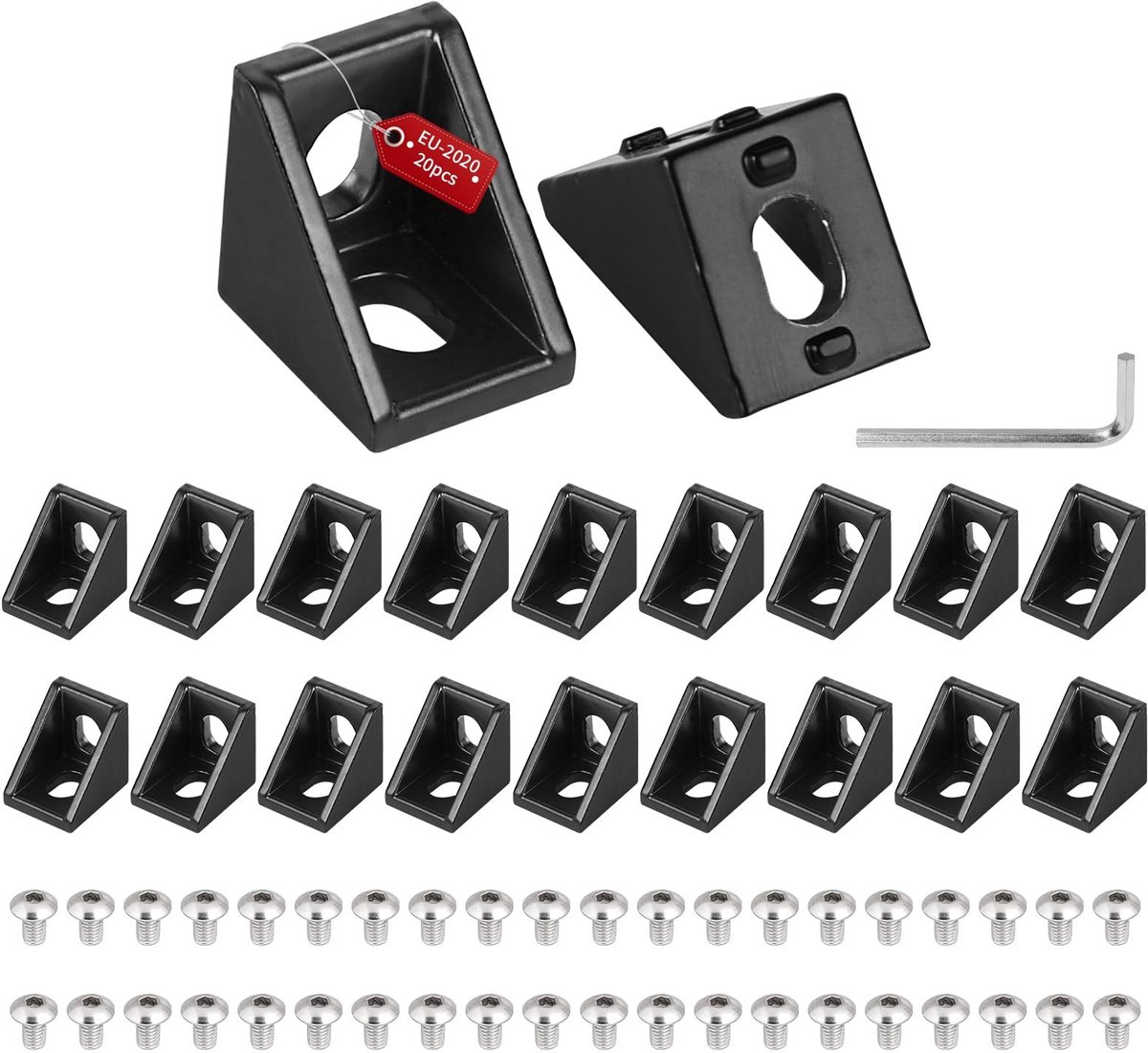 Omgoods - 20 Stuks Aluminium Hoekaccessoires - 20 x 20 mm Voor 3D Printers