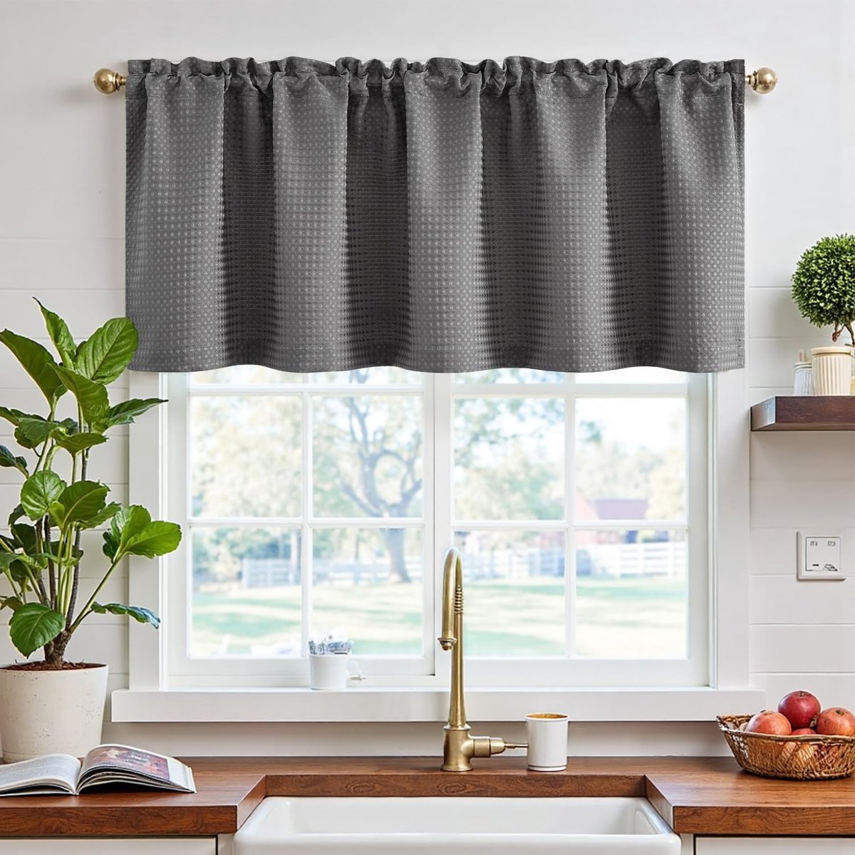 Omgoods - Set van 2 Korte Raamgordijnen 150x45cm - Grijze Verduisterende Gordijnen voor Woonkamer en Slaapkamer