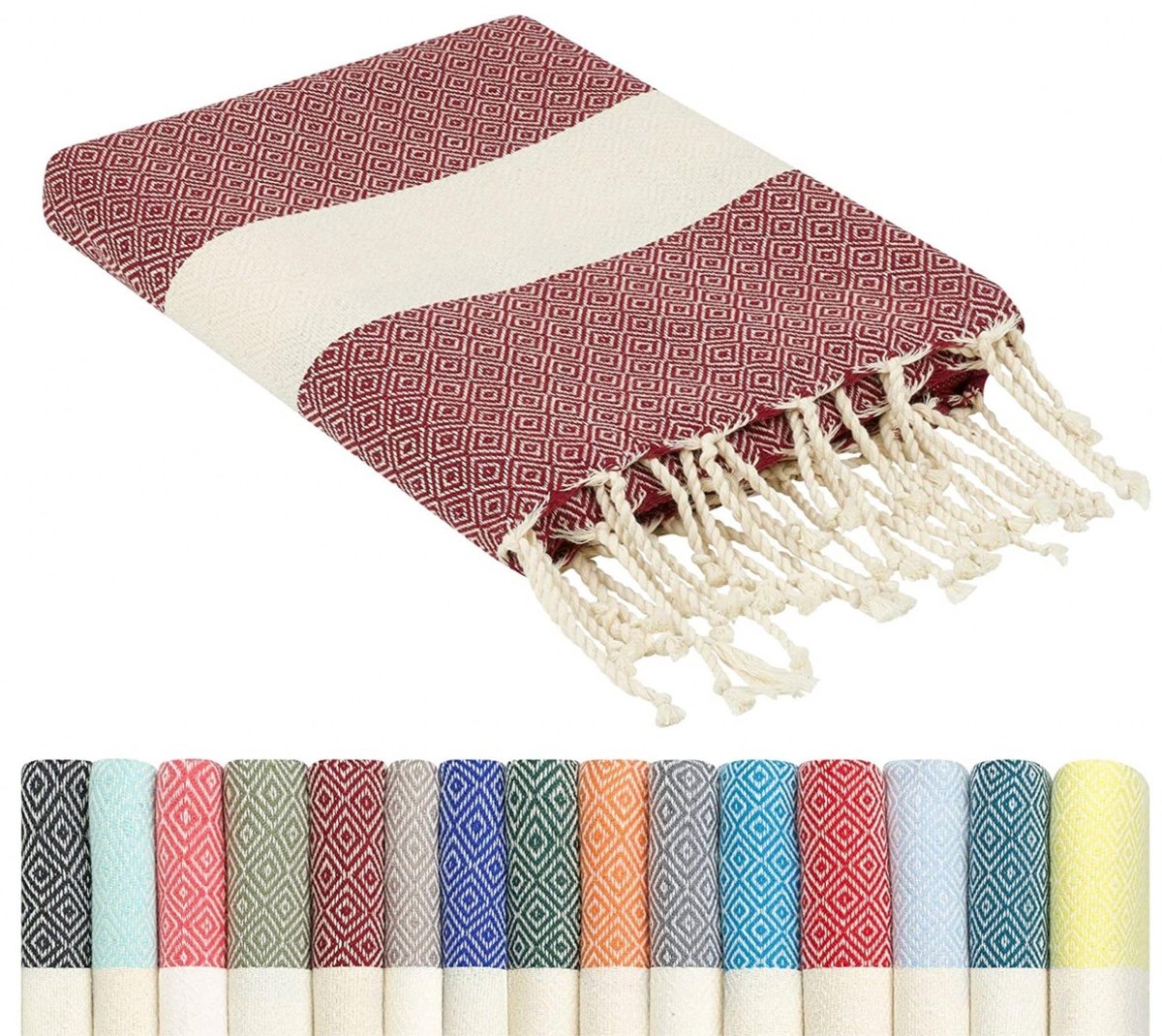 Omgoods - Fouta Strandhanddoek en Dekentje, 100 x 200 cm van Gerecycled Katoen