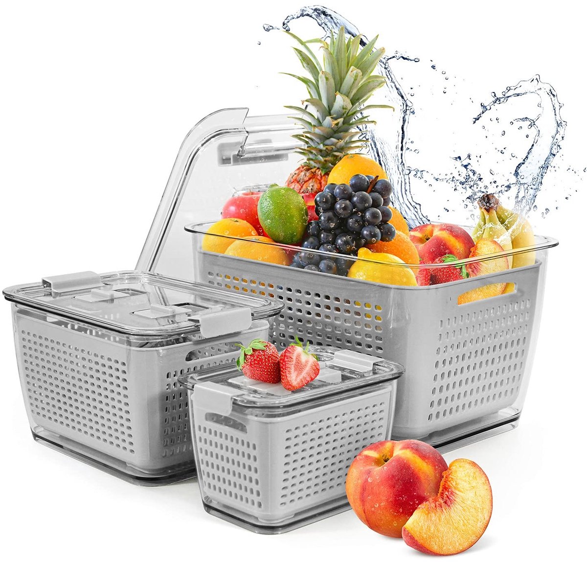 Omgoods - Voedselopslag Bak Set - 3-delige Fridge Organizer (0.5L + 1.7L + 4.5L)