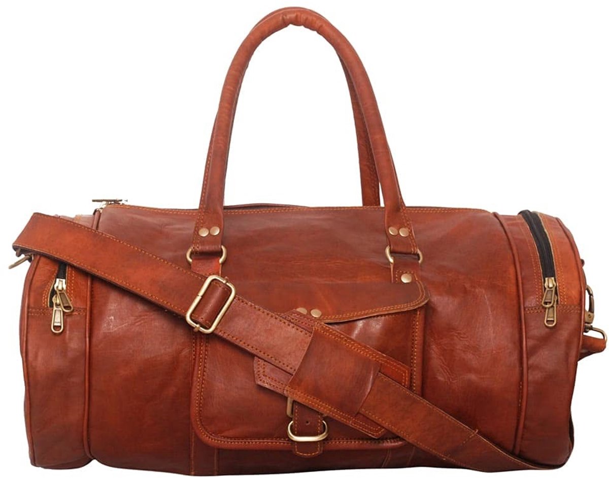 Omgoods - Echt Leren Duffle Bag voor Reizen en Sport, 24 Inch