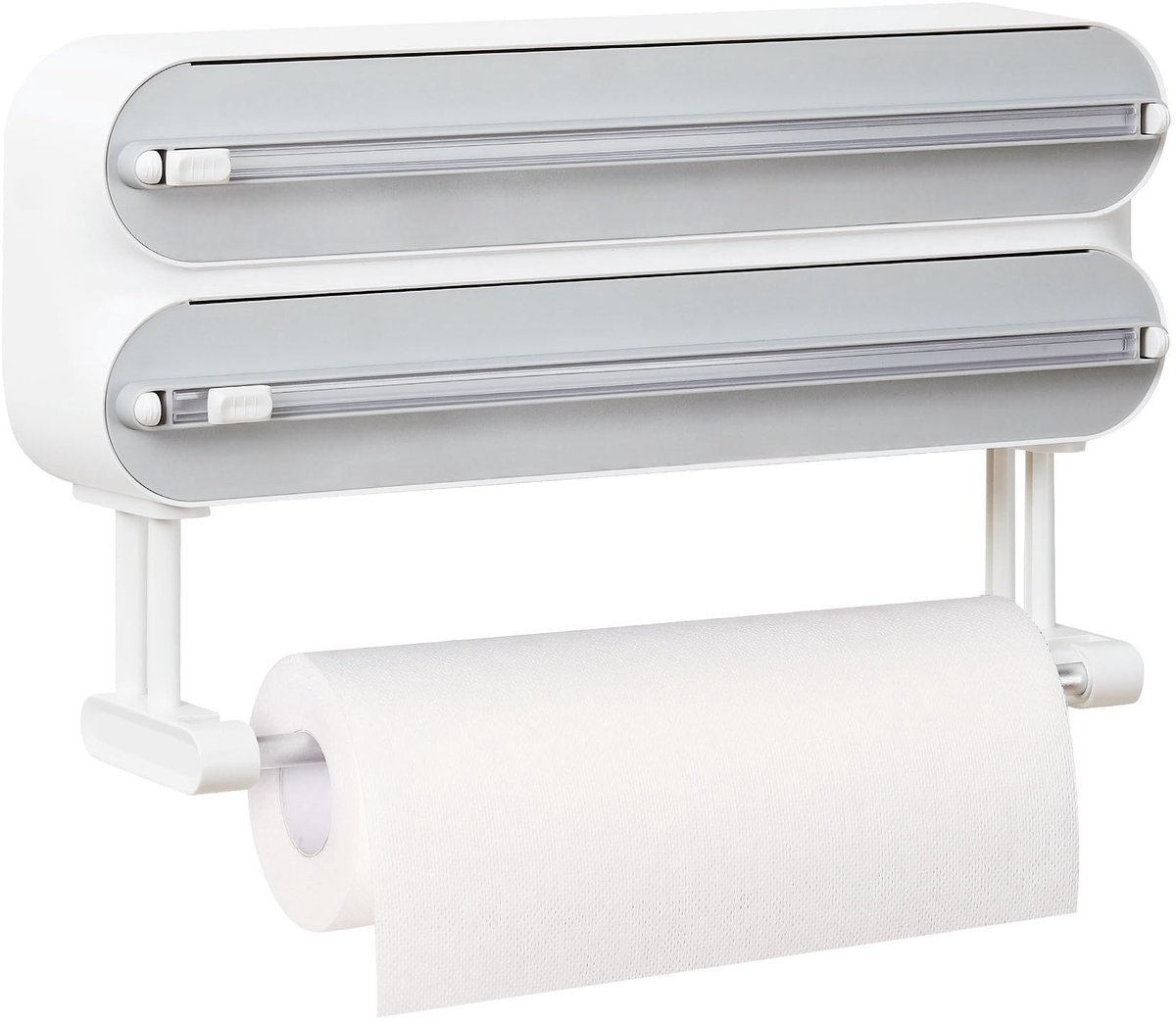 Omgoods - Wandmontage Dispenser voor Vershoudfolie met Cutter en Keukenrolhouder