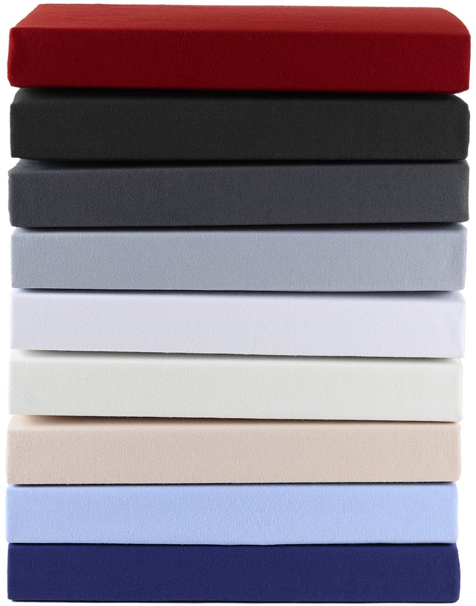 Omgoods - Set van 2 Premium Hoeslakens - 100% Katoen Jersey, Grijs, 140x200-160x200 cm