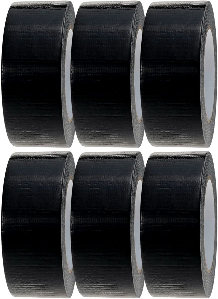 Omgoods - Zwarte Duct Tape Set van 6 Rollen - Waterbestendige Hechtband voor Meerdere Toepassingen
