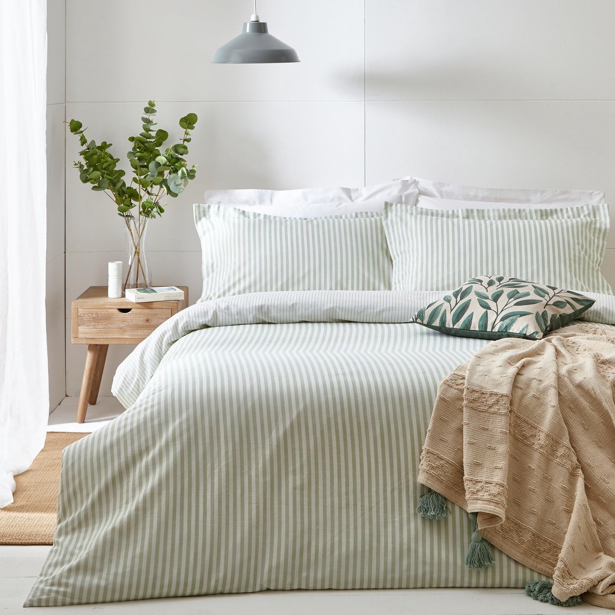 Omgoods - Hebden Mélange Striped Katoenen Dekbedovertrekset Super King