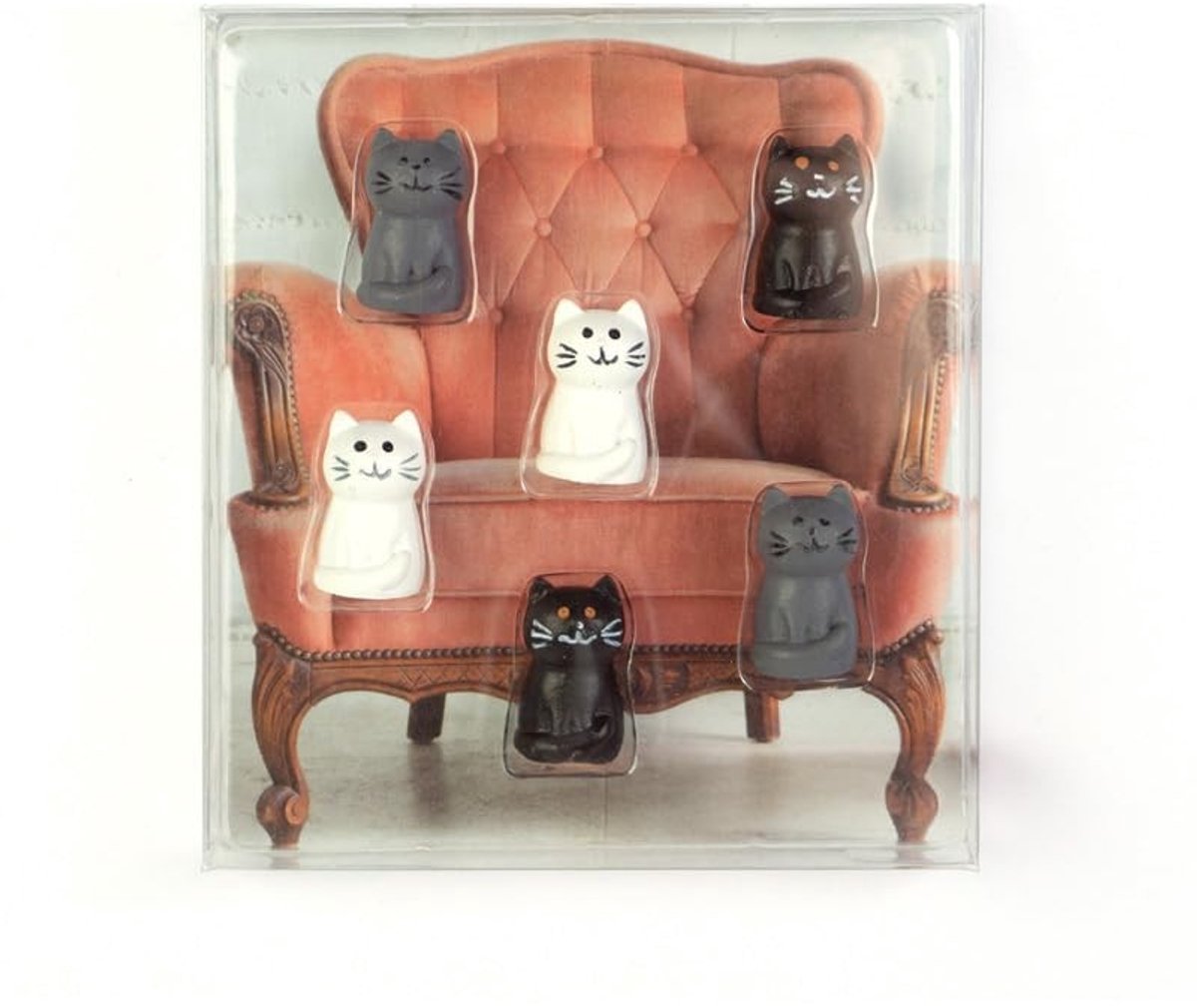 Omgoods - Set van 6 Decoratieve Kat Magneten - Kleurrijke Dieren Magneten voor de Koelkast