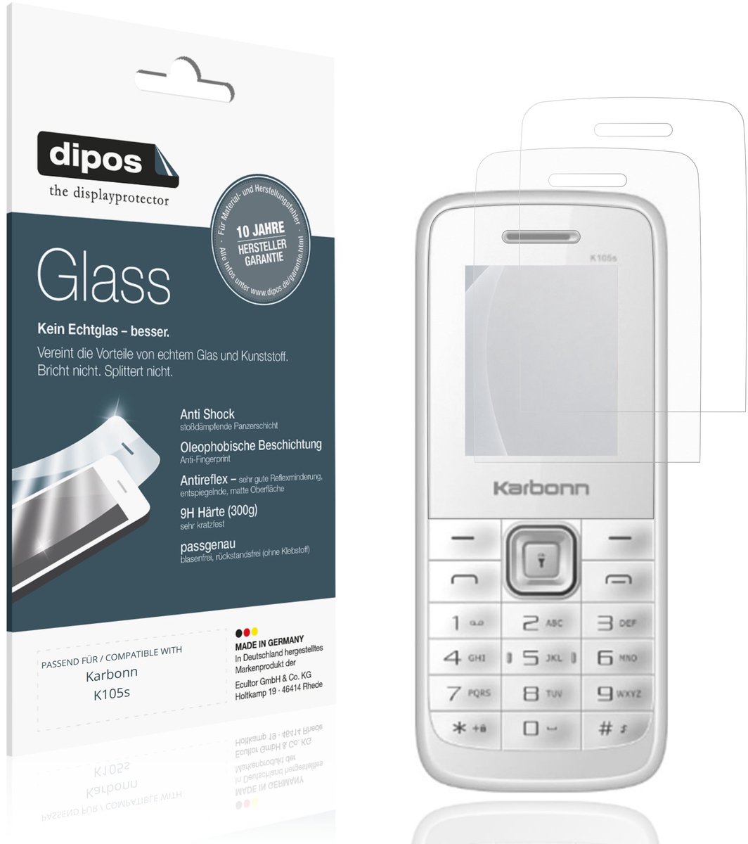 dipos – 2x Matte Pantserfolie geschikt voor Karbonn K105s | 9H Screenprotector