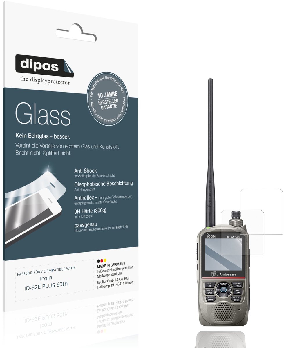 dipos – 2x Matte Pantserfolie geschikt voor Icom ID-52E PLUS 60th | 9H Screenprotector