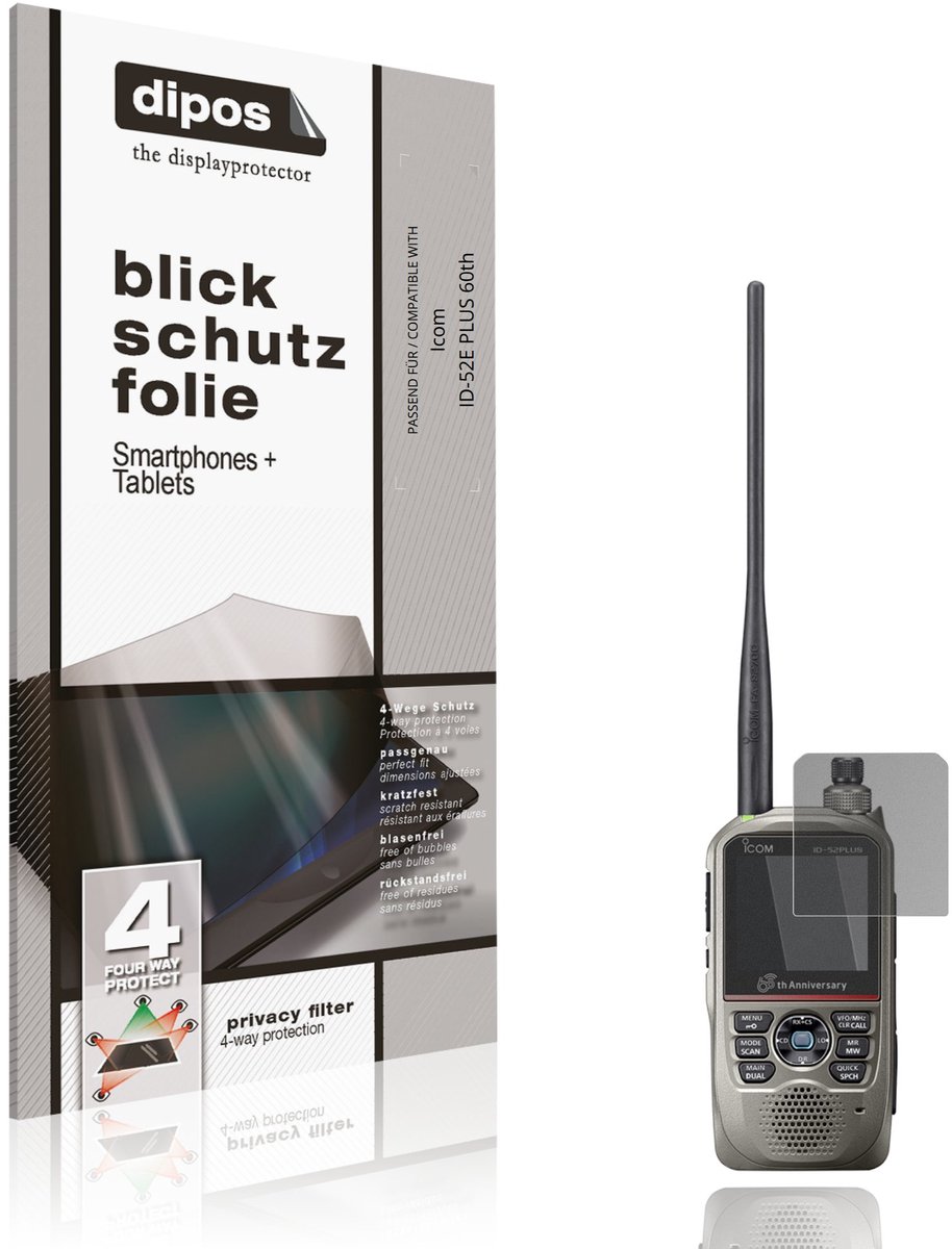dipos – Matte Privacy Screenprotector geschikt voor Icom ID-52E PLUS 60th | Anti-Spy Beschermfolie