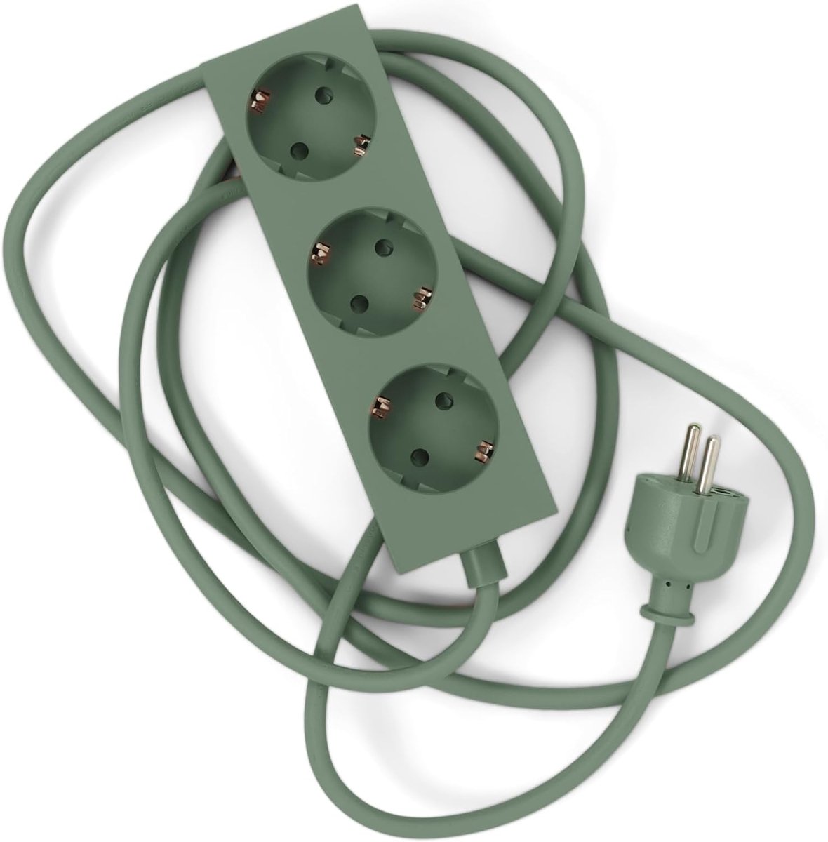 Power Bar Stekkerdoos 2m met magnetische Bodem (Groen) - Praktisch Stijlvol Meervoudig Stopcontact 3-Voudig Magnetisch - Power Strip 3-Weg