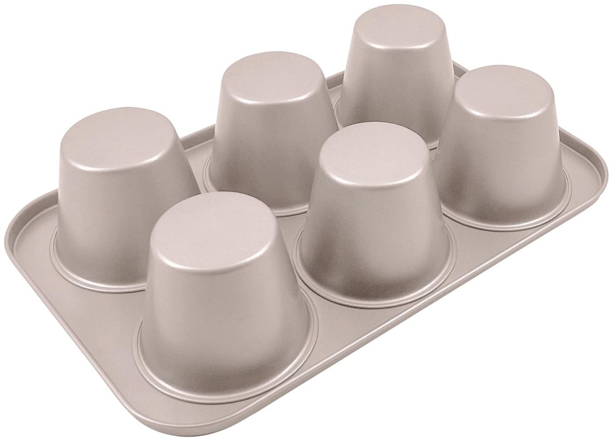 Omgoods - Non-Stick Muffin Bakvorm voor 6 Cupcakes en Brownies - Hoogwaardige Carbon Staal