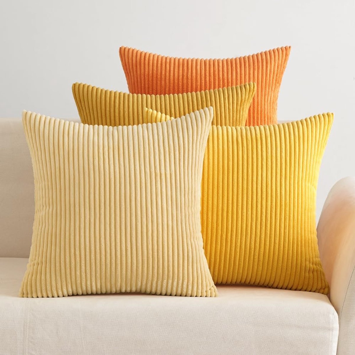 Omgoods - Kussenslopen van Geribbeld Fluweel, 4 Stuks 45 x 45 cm Oranje