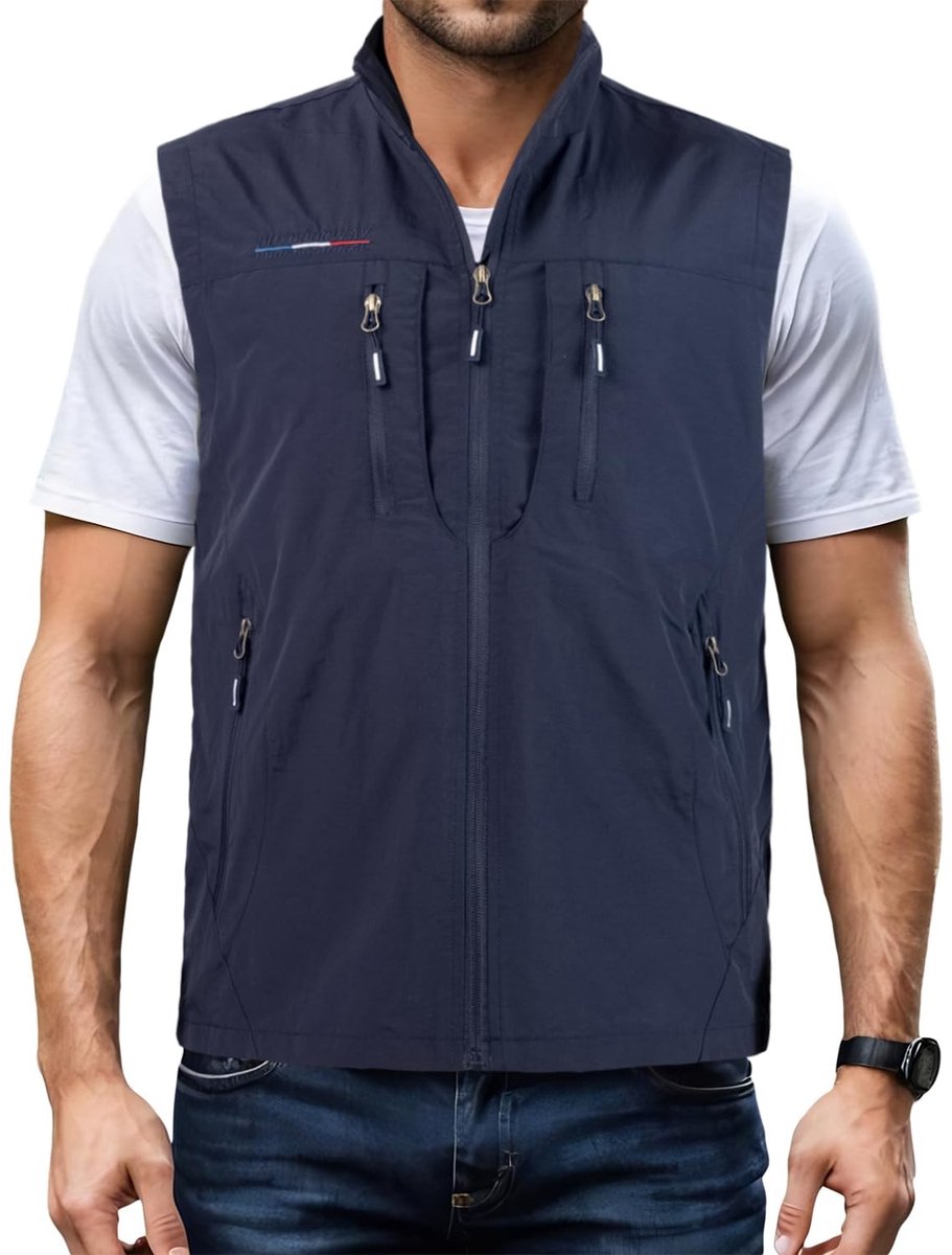 Omgoods - Mannen Visvest - Multifunctionele Snel Droog Gilets met Meerdere Zakjes