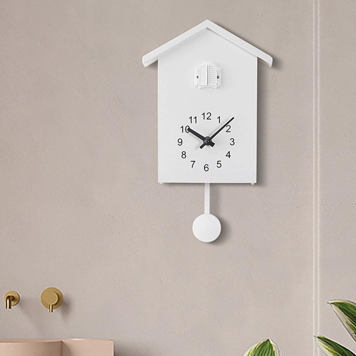 Omgoods - Koekoeksklok - Vintage Koekoek Wandklok - Modern Design - Wit - Vogelhuis Decoratie - Muurkunst voor Thuis en Kantoor