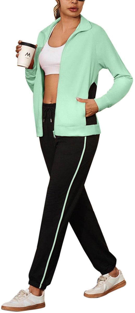 Omgoods - Dames Joggingpak - Twee-delig Sportief Trainingsoutfit met Kleurcontrast
