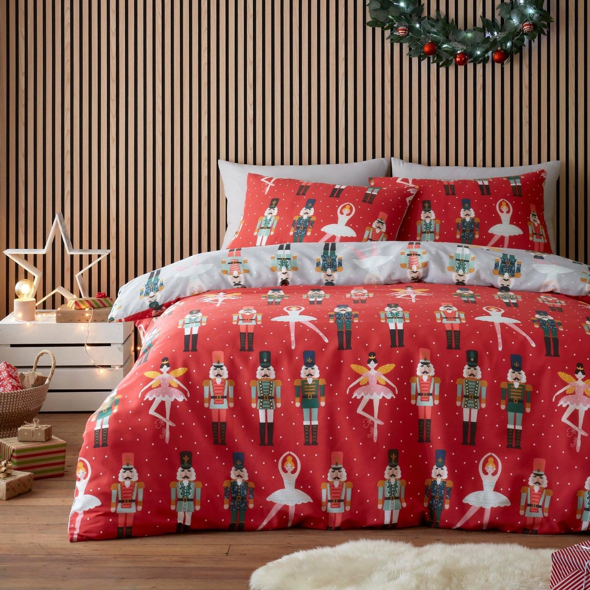 Omgoods - Kerst Duvet Cover Set met Nutcracker Design - Eenpersoons