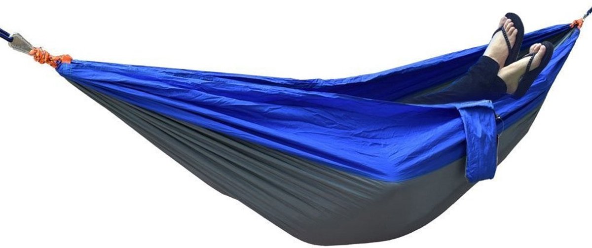 Omgoods - Ultralichte Draagbare Campinghangmat van Nylon - Dubbel Blauwgrijs