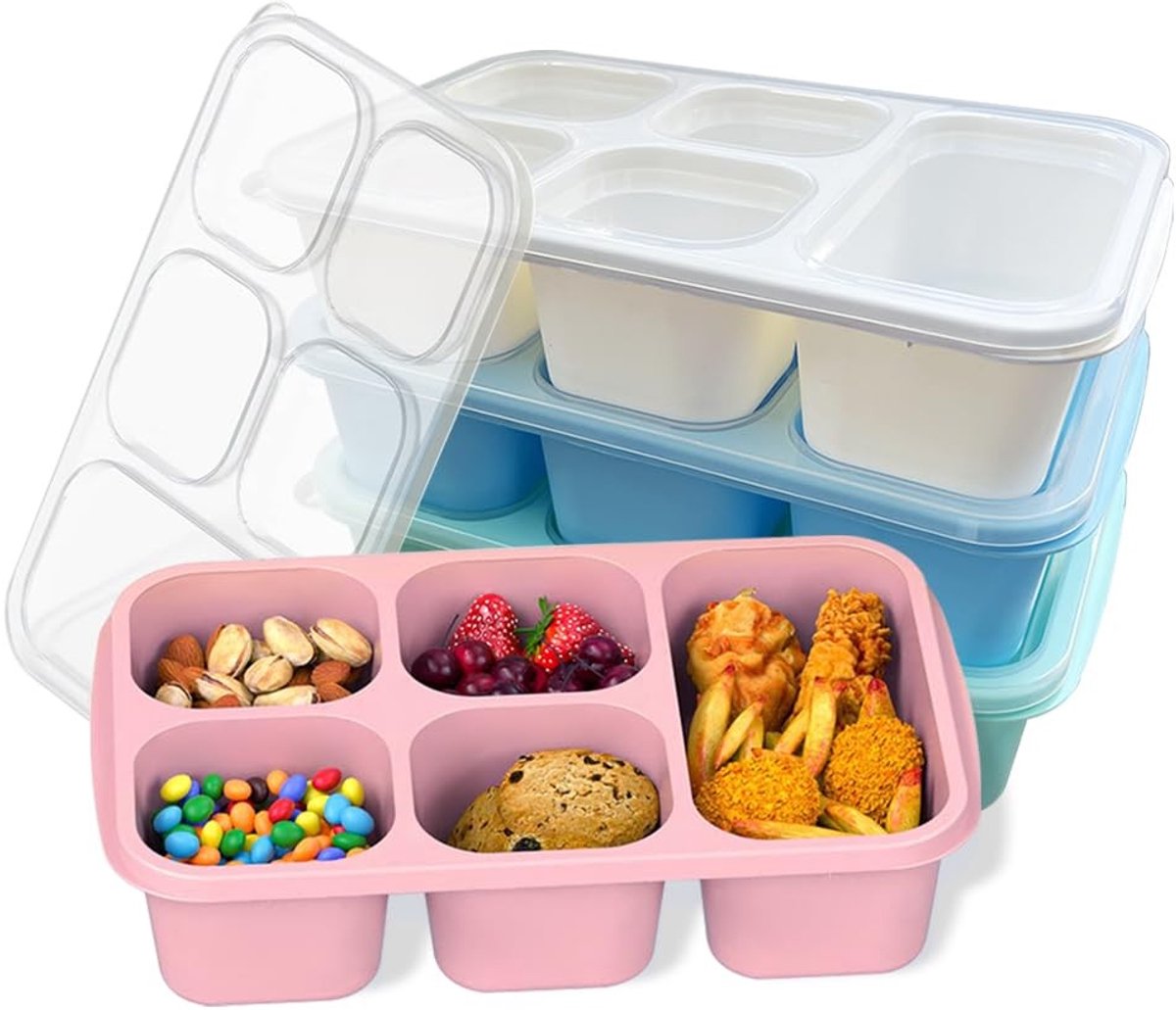 Omgoods - 4-Piece Bento Lunch Box Set voor Kinderen en Volwassenen, Magnetronbestendig