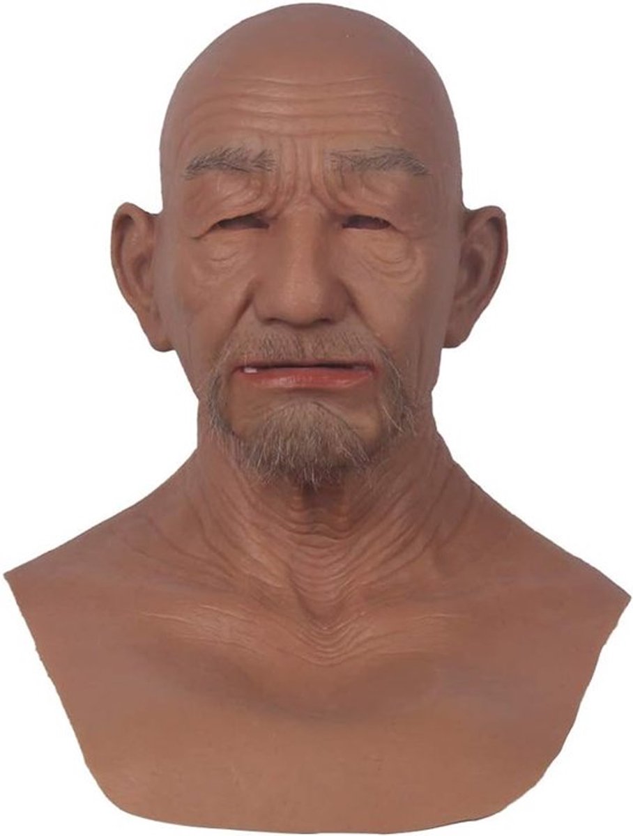 masker realistisch oud gezicht met baard voor crossdresser cosplay Halloween