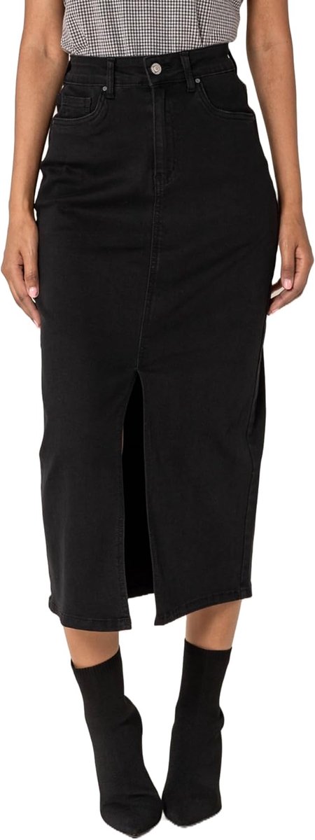 Carter P215 Damesrok met hoge taille, kuitlange jeansrok met