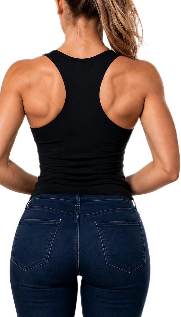 3 Stuks Dames Katoen Basic Mouwloze Racerback Crop Tank Top Sport Crop Top Voor Dagelijks Dragen, Zwart, Wit, Grijs, M