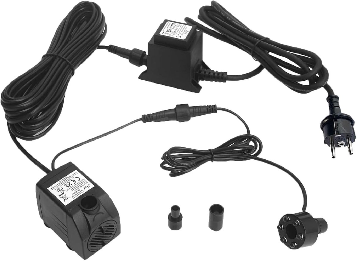 Pomp met Verlichting Led Dompelpomp 12V AC 150L/H | met 10m Kabel 3 Nozzles voor Waterornament, Aquarium, Zwembad, Fonteinen, Vijver