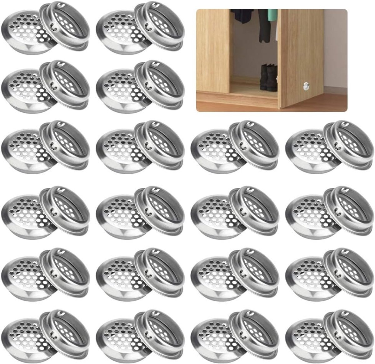 30 Stks Air Vent Gat 35mm Roestvrij Staal Ventilatie Luifel Ronde Air