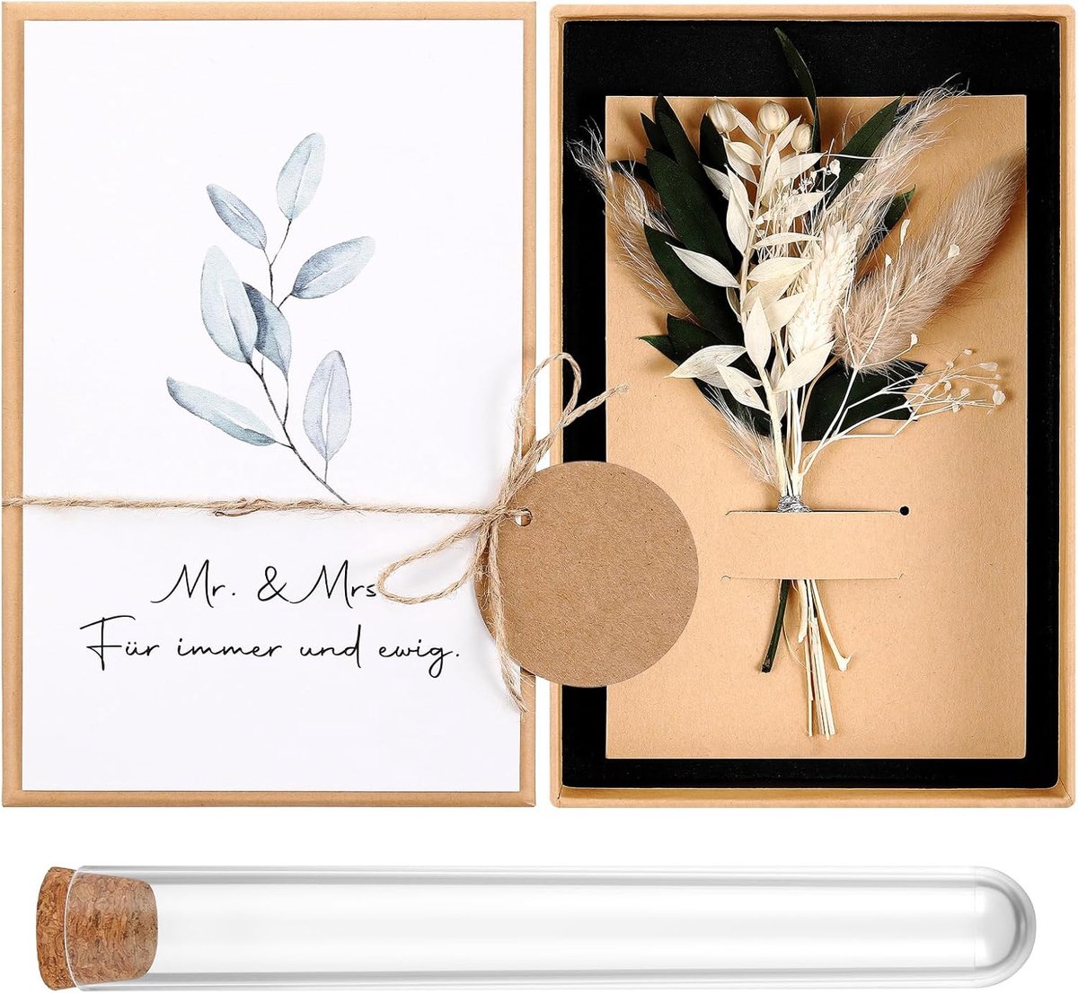 Cadeauset zilver bruiloft zilver bruiloft cadeau wenskaart gedroogde